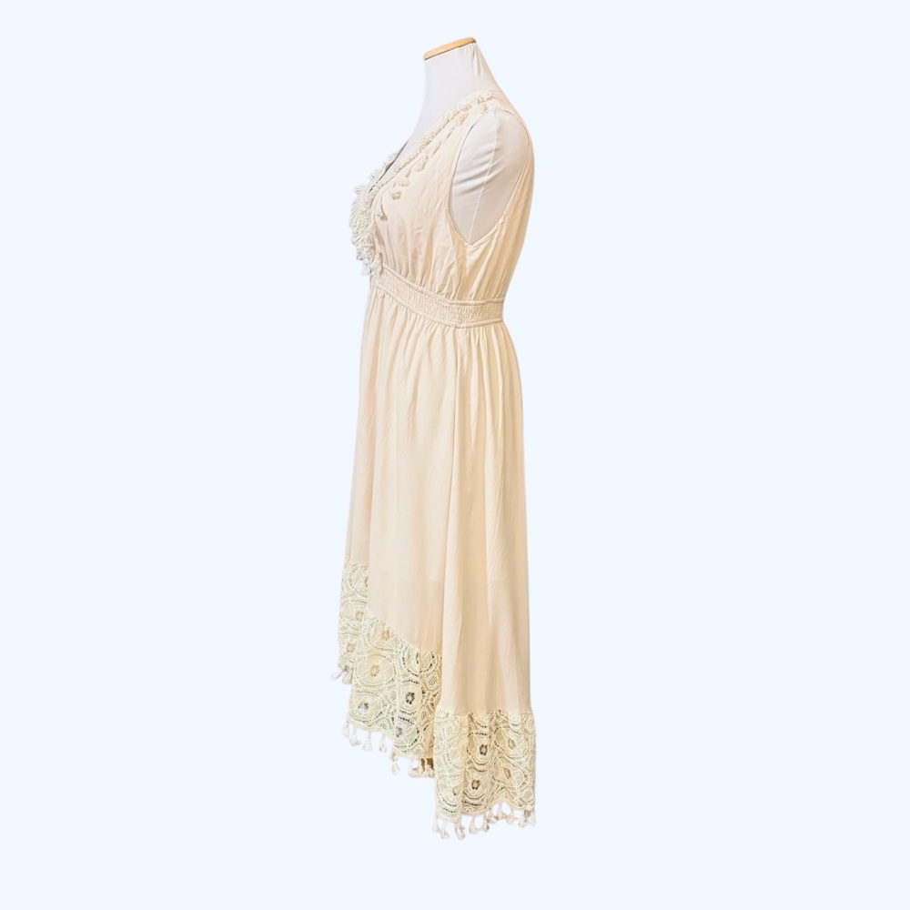 NWT Cupshe Boho Lace Trim Asymmetrical High-Low Sundress V-Neck - Picture 5 of 12